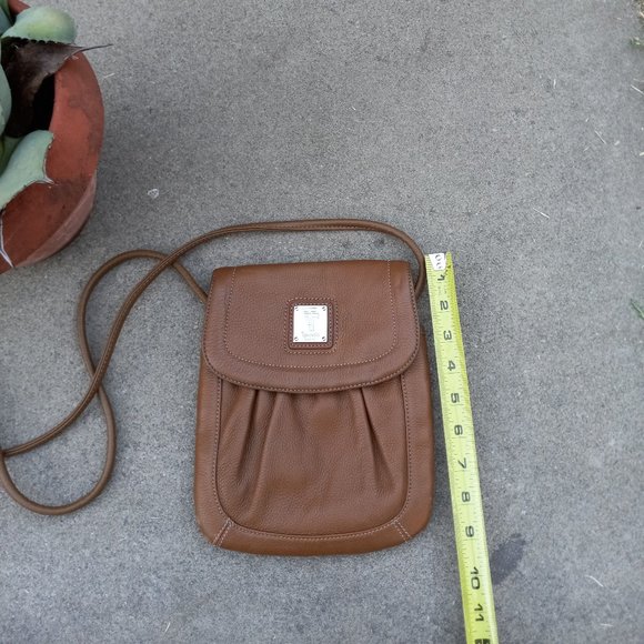 Leather Crossbody Shoulder Bag/Purse Cognac Tan Brown Chestnut Dark Camel 90s70s - Picture 3 of 16